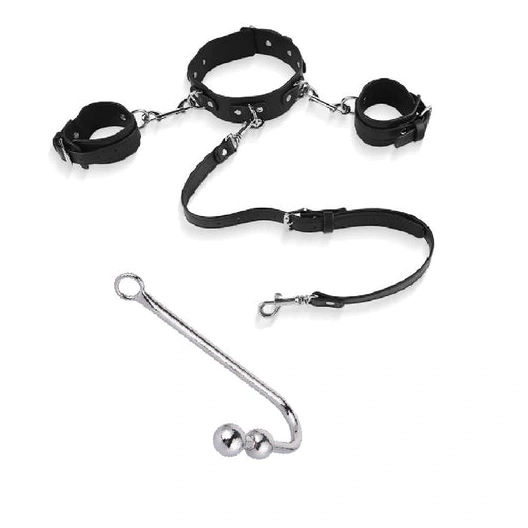 5334 Collar with Beaded Anal and Elegant Cuffs Hook 0808